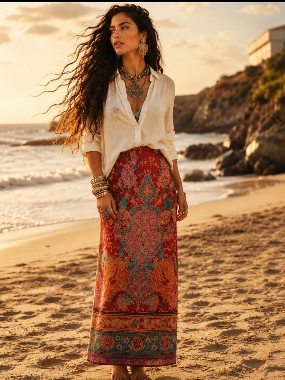 Last One Forest Gypsy Maxi Skirt Lotus Photo In Pic 3 And 4 On Right Side.